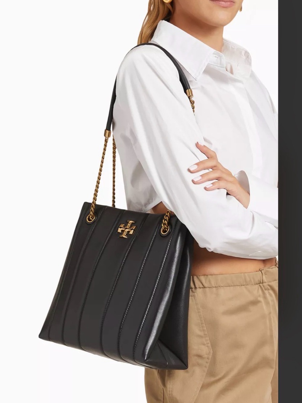 Tory Burch black leather Kira tote bag with Goldtone hardware - Picture 9 of 9